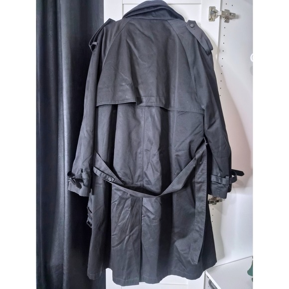 Lauren Ralph Lauren Black Double Breasted‎ Trench Coat Mens Size 42R - Picture 3 of 7